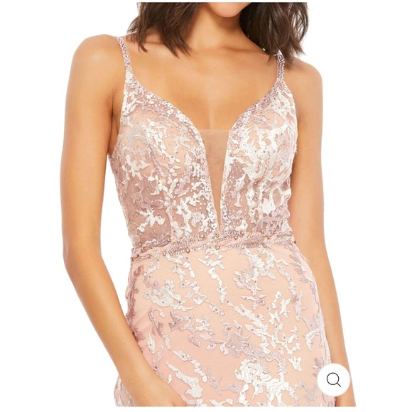 Mac Duggal Women's Plunging Neck Embroidered Gown Dress Size 14 NWT - Picture 3 of 12